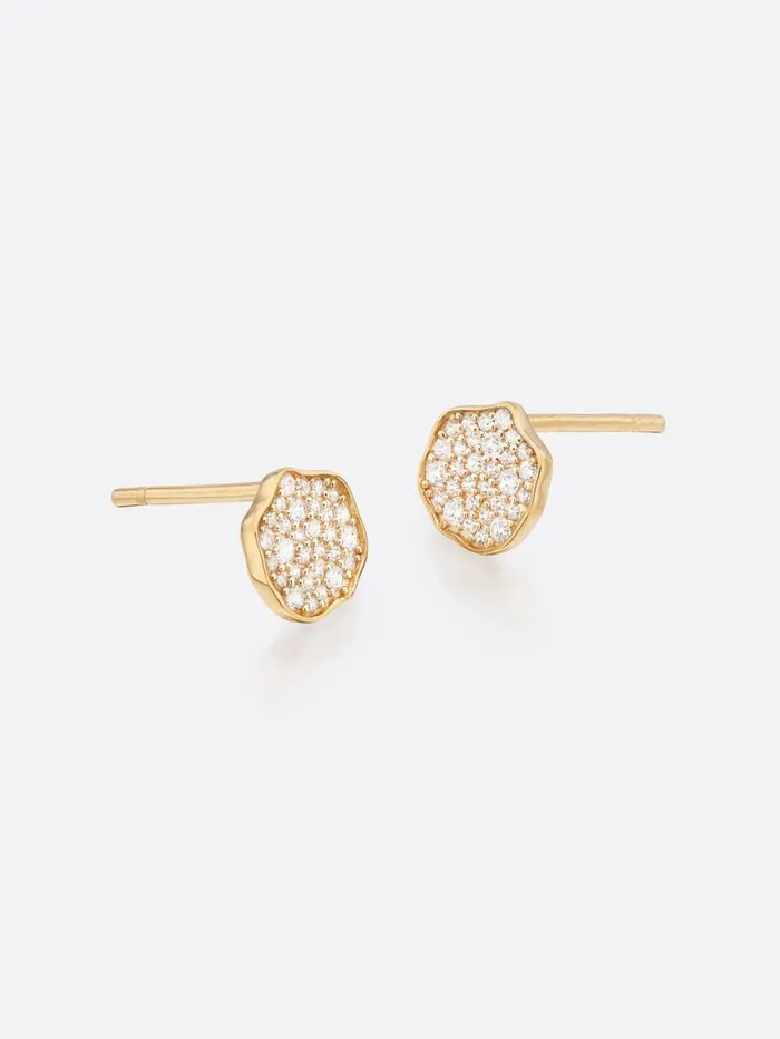 Shop Brochu Walker Fine Jewelry Petite Fleur Pav Diamond Mini Stud Earrings Yellow Gold With Diamonds
