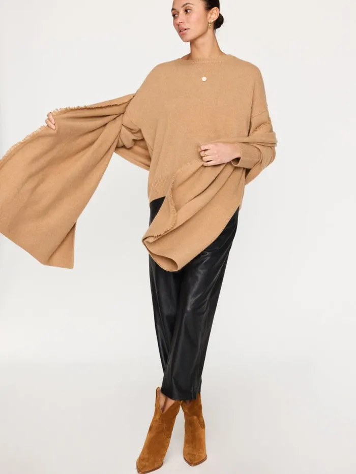 Shop Brochu Walker Jackets and Wraps The Cashmere Fringe Wrap Camel Mlange