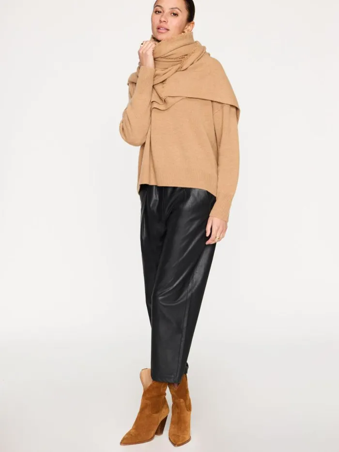 Shop Brochu Walker Jackets and Wraps The Cashmere Fringe Wrap Camel Mlange