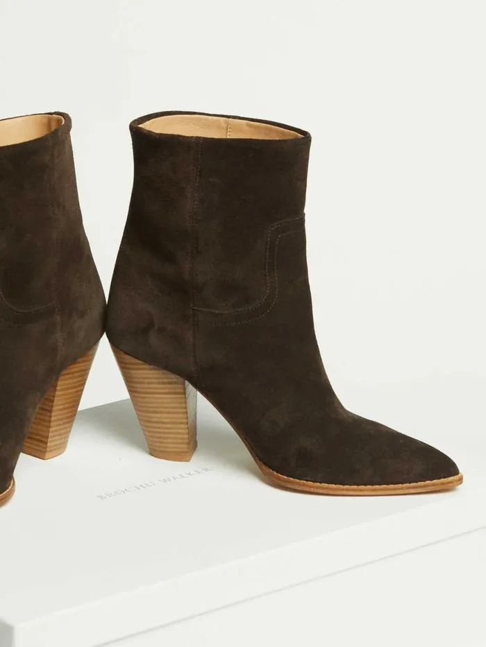Shop Brochu Walker Shoes The Marfa Suede Ankle Boot Saddle Brown