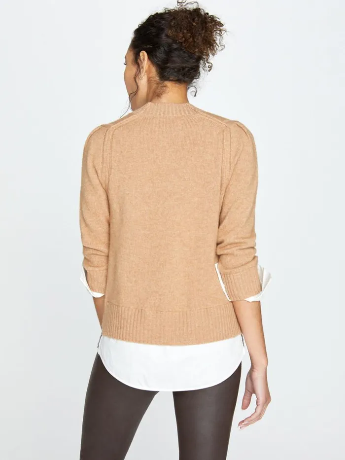Shop Brochu Walker Sweaters The Eton Layered Crew Looker Camel Melange With White Underlayer