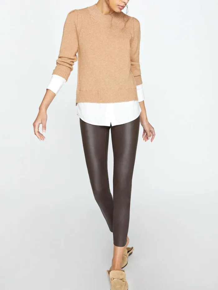Shop Brochu Walker Sweaters The Eton Layered Crew Looker Camel Melange With White Underlayer