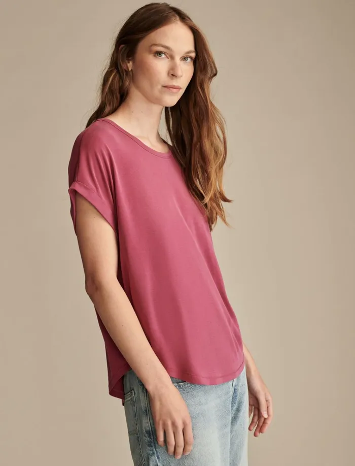 Short Sleeve Sandwash Dolman Tee Violet Quartz Women Lucky Brand Knit Tops