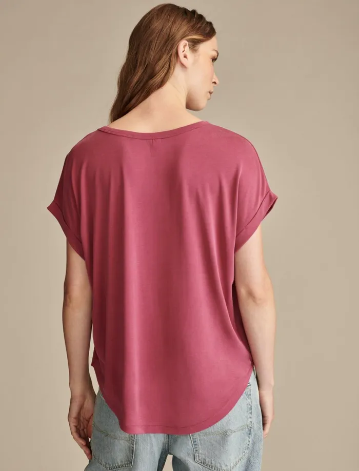 Short Sleeve Sandwash Dolman Tee Violet Quartz Women Lucky Brand Knit Tops