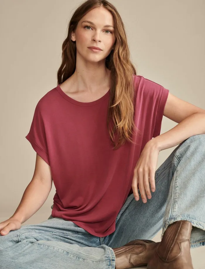 Short Sleeve Sandwash Dolman Tee Violet Quartz Women Lucky Brand Knit Tops