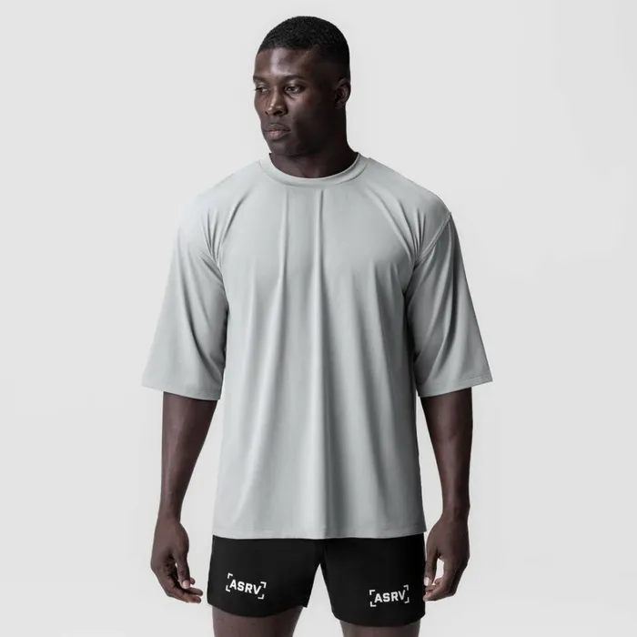Short Sleeves Men ASRV 3DLite 20 Lycra 34Sleeve Oversized Tee Slate Grey 034otwr034
