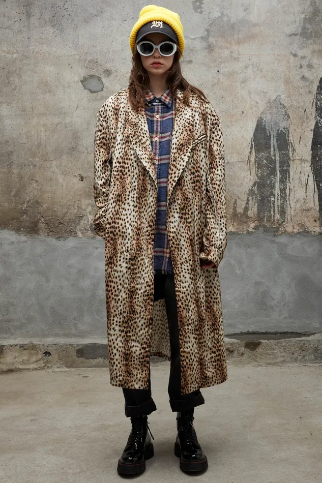 Shredded Seam Robe 8211 Cheetah Women Jackets and Coats R13