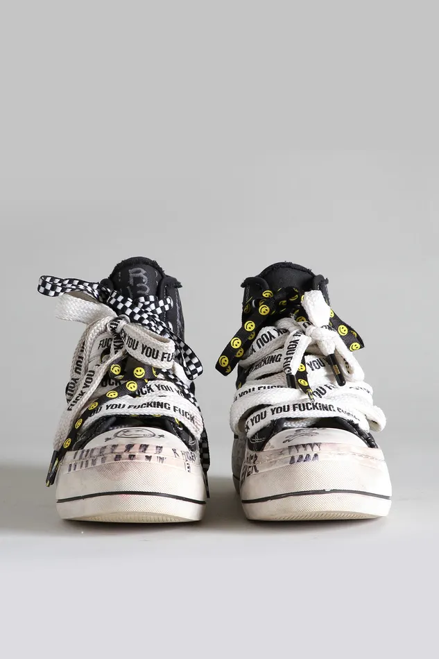 Sneakers Women R13 Double Grommet Kurt High Top Sneaker 8211 Graffiti Black