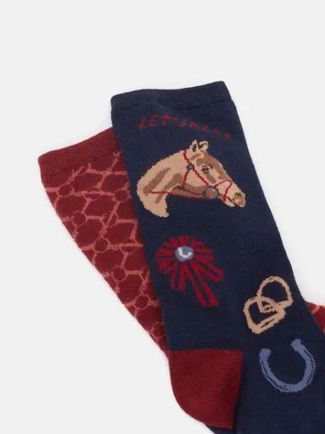 Socks Women Joules Burgundy 2 Pack Socks Size 48