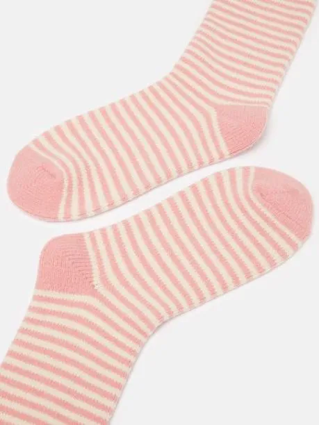 Socks Women Joules Pink Cosy Striped Socks Size 48