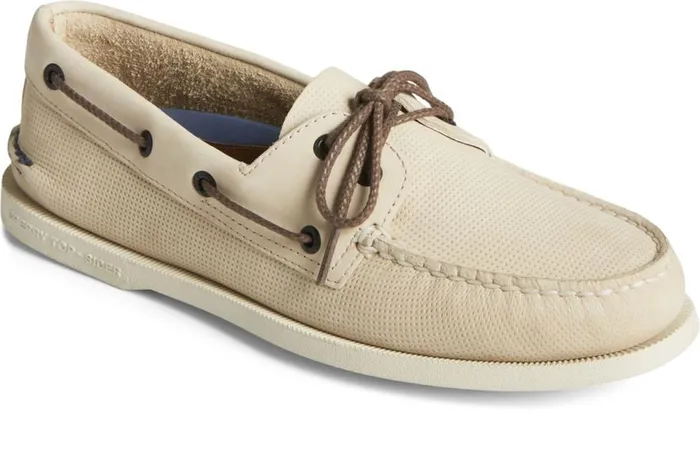 Sperry Boat Shoes Men Authentic Original Deboss Leather Boat Shoe Cream