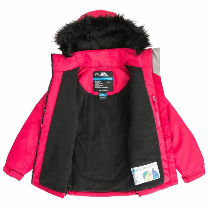 Staffie Girls039 Waterproof Jacket Raspberry Kids Trespass School Jackets
