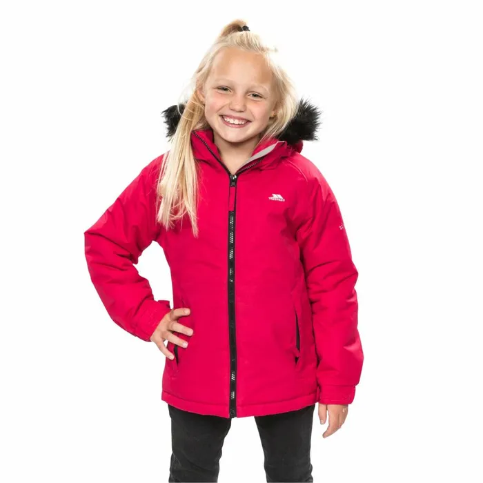 Staffie Girls039 Waterproof Jacket Raspberry Kids Trespass School Jackets
