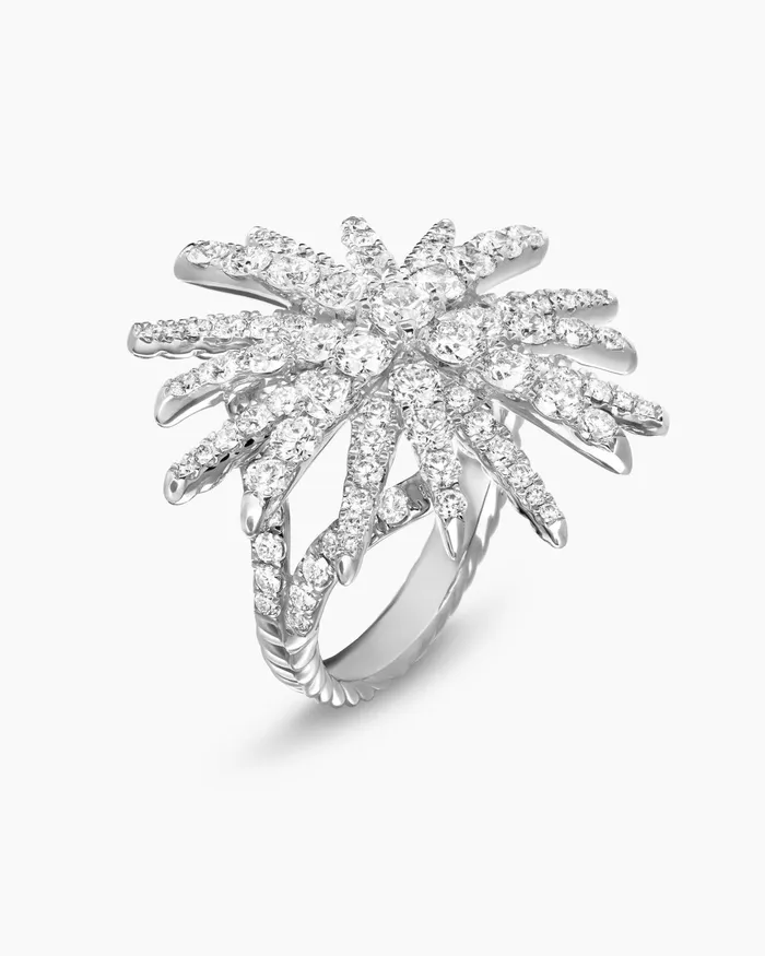 Starburst Ring In 18K White Gold With Diamonds 28mm Women David Yurman Statement Starburst Ring In 18K White Gold With Diamonds 28mm Women David Yurman Statement