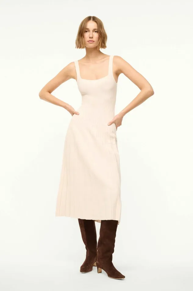 STAUD ELLISON DRESS Ecru Women Dresses