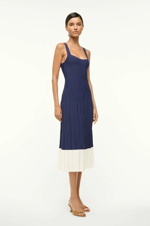 STAUD ELLISON DRESS Navy White Women Dresses STAUD ELLISON DRESS Navy White Women Dresses