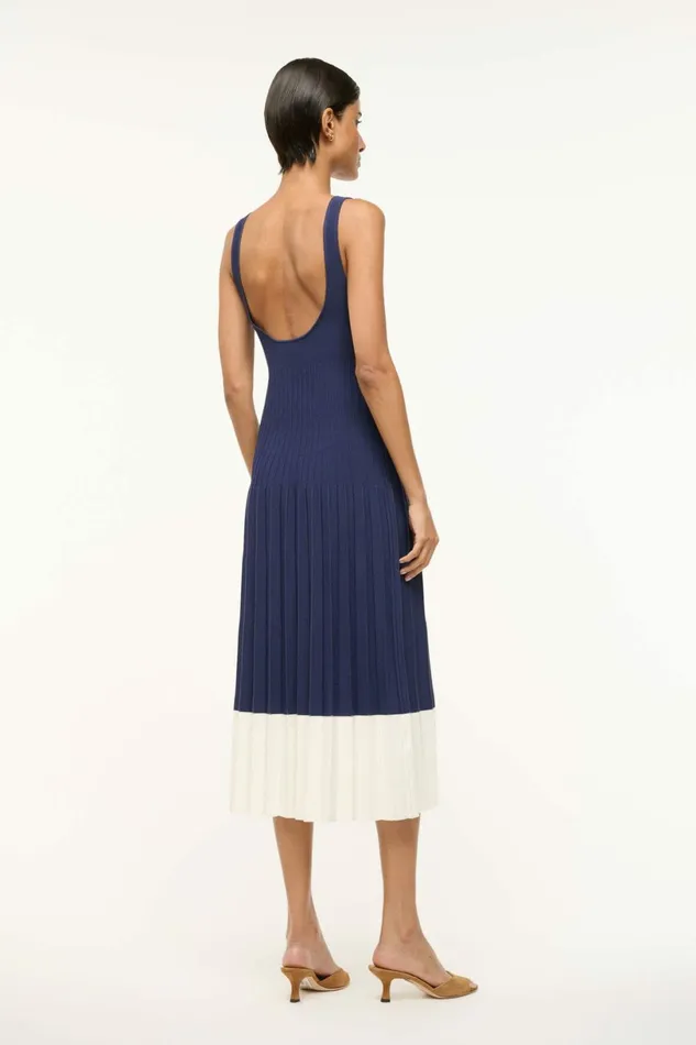 STAUD ELLISON DRESS Navy White Women Dresses STAUD ELLISON DRESS Navy White Women Dresses