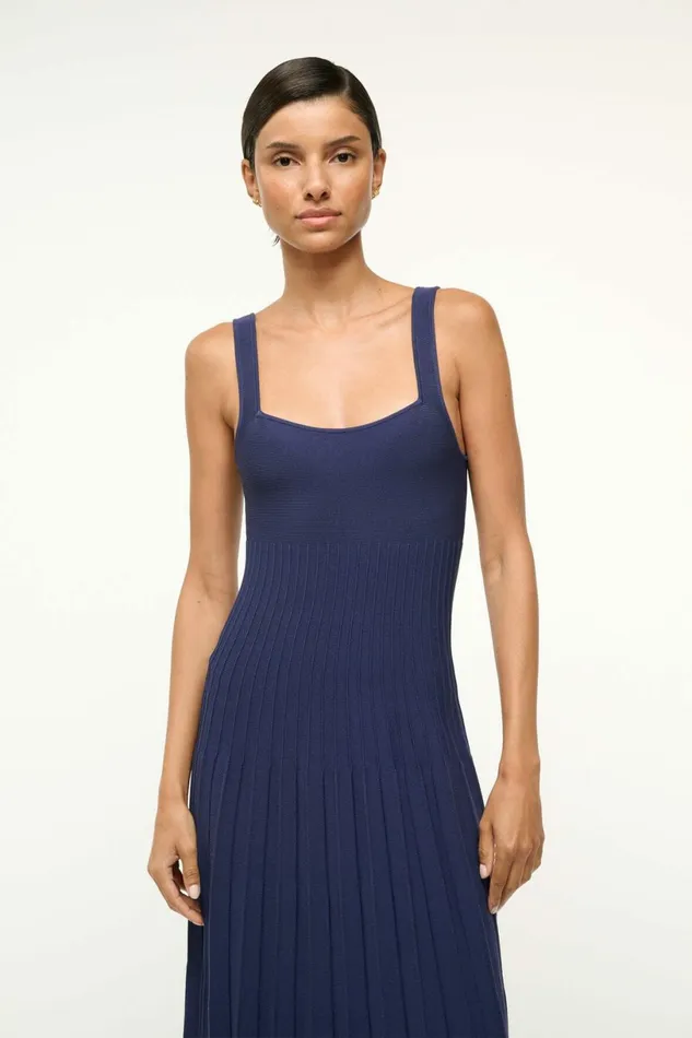 STAUD ELLISON DRESS Navy White Women Dresses STAUD ELLISON DRESS Navy White Women Dresses