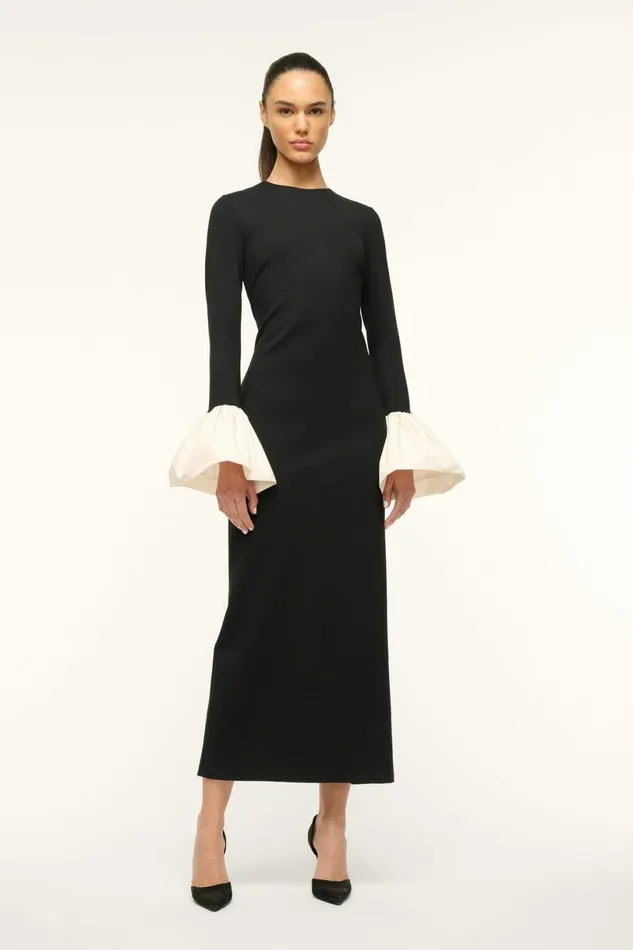 STAUD HAWTHORNE MAXI DRESS Black Ivory Women Dresses