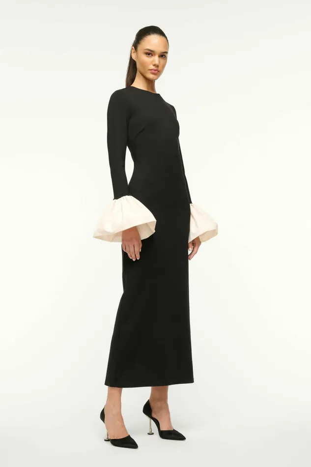 STAUD HAWTHORNE MAXI DRESS Black Ivory Women Dresses STAUD HAWTHORNE MAXI DRESS Black Ivory Women Dresses
