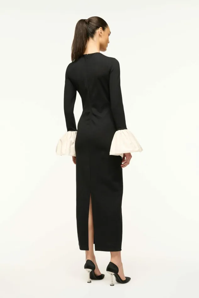 STAUD HAWTHORNE MAXI DRESS Black Ivory Women Dresses STAUD HAWTHORNE MAXI DRESS Black Ivory Women Dresses