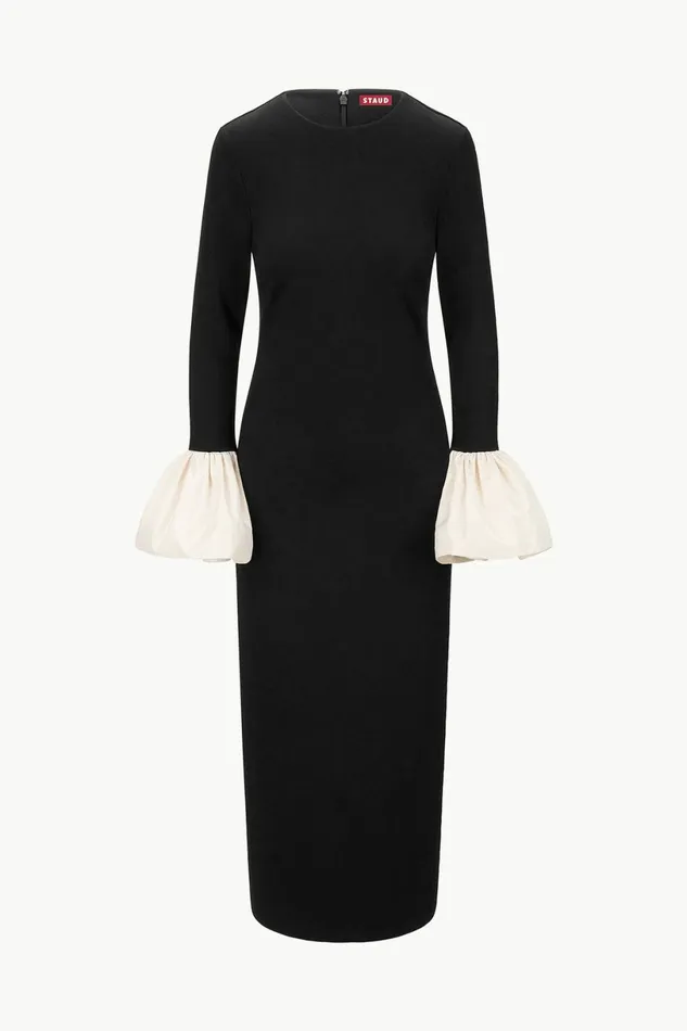 STAUD HAWTHORNE MAXI DRESS Black Ivory Women Dresses STAUD HAWTHORNE MAXI DRESS Black Ivory Women Dresses