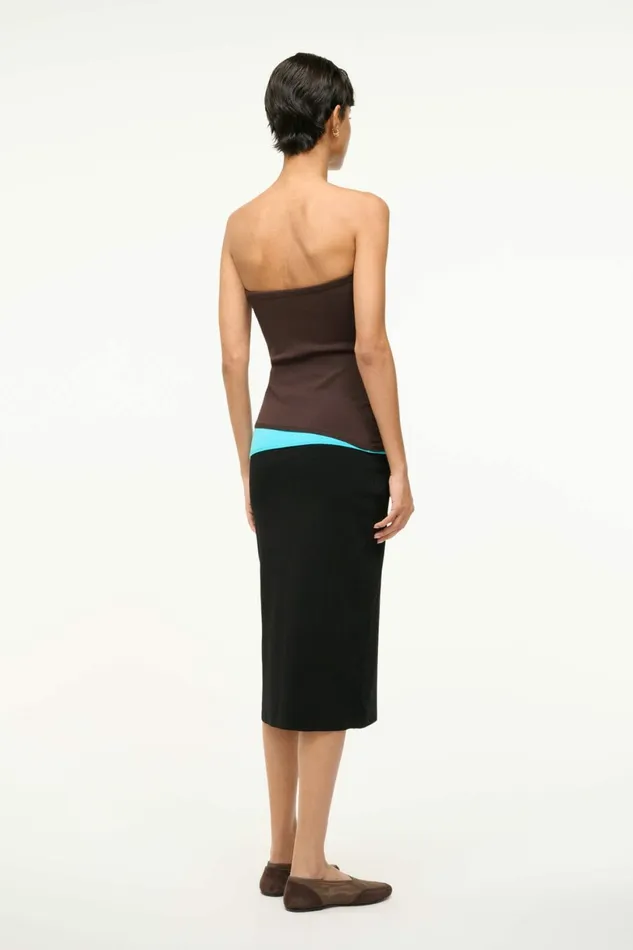 STAUD LA SERENA DRESS Earth Aqua Black Women Dresses STAUD LA SERENA DRESS Earth Aqua Black Women Dresses