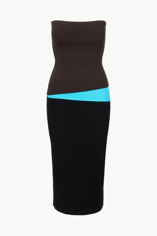 STAUD LA SERENA DRESS Earth Aqua Black Women Dresses STAUD LA SERENA DRESS Earth Aqua Black Women Dresses