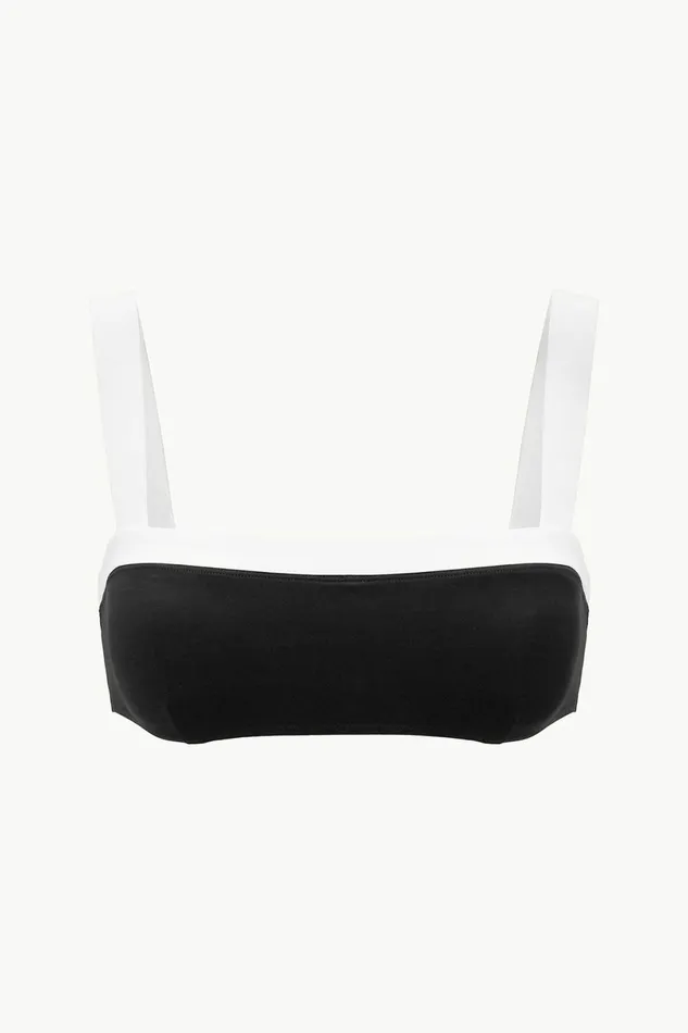 STAUD LIV BIKINI TOP Black White Women Swim