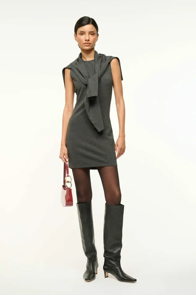 STAUD MERCER DRESS Heather Grey Women The Knit Shop