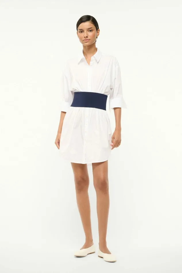 STAUD MICHELLE DRESS White Navy Women Dresses