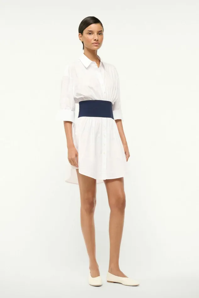 STAUD MICHELLE DRESS White Navy Women Dresses STAUD MICHELLE DRESS White Navy Women Dresses
