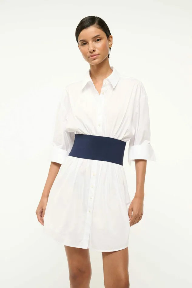 STAUD MICHELLE DRESS White Navy Women Dresses STAUD MICHELLE DRESS White Navy Women Dresses