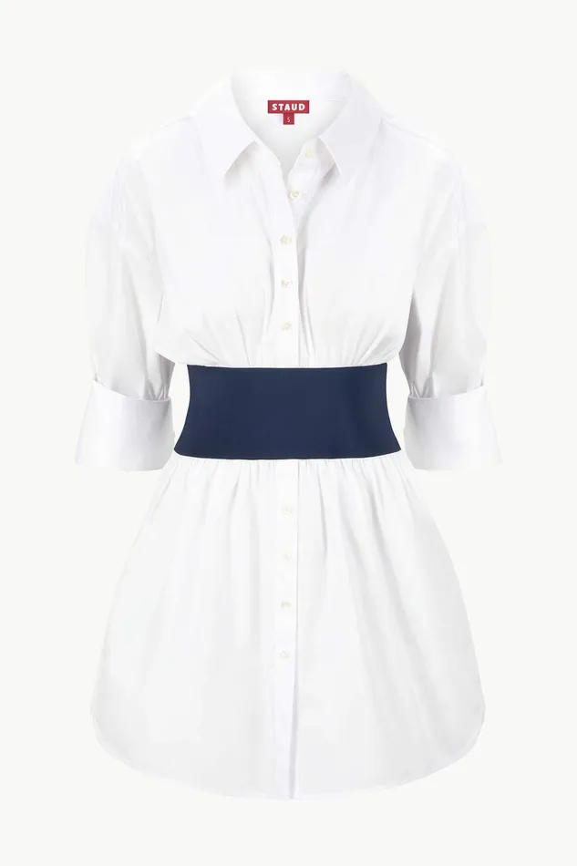 STAUD MICHELLE DRESS White Navy Women Dresses STAUD MICHELLE DRESS White Navy Women Dresses