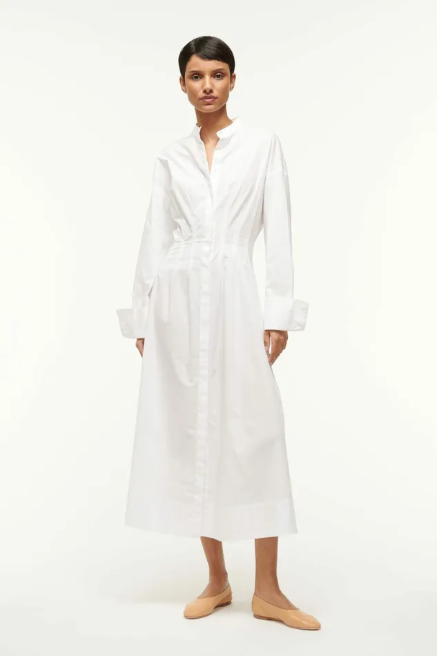 STAUD MIDI LORENZA DRESS White Women Dresses