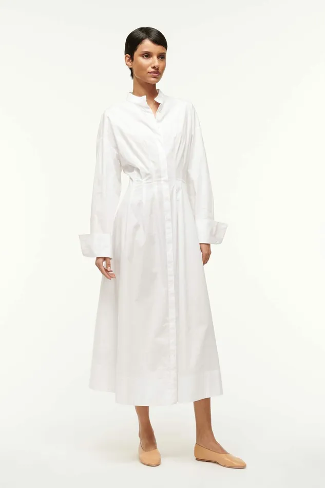 STAUD MIDI LORENZA DRESS White Women Dresses STAUD MIDI LORENZA DRESS White Women Dresses