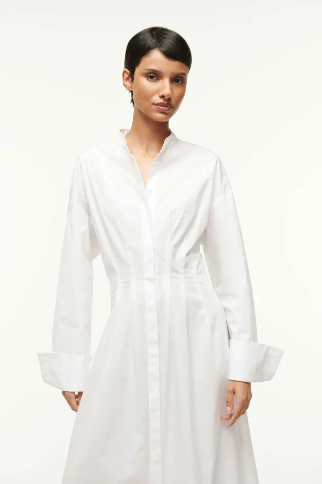 STAUD MIDI LORENZA DRESS White Women Dresses STAUD MIDI LORENZA DRESS White Women Dresses