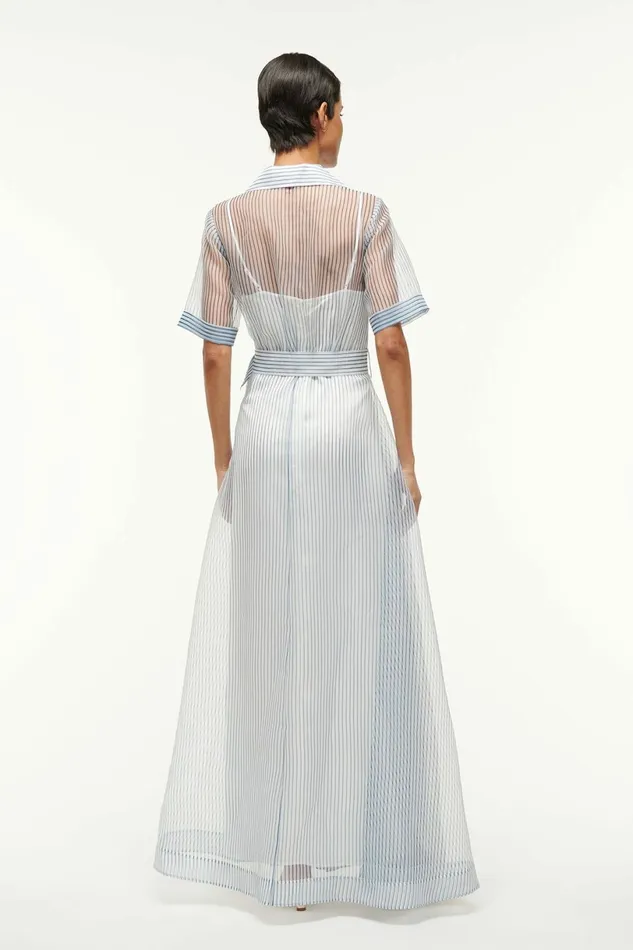 STAUD MILLIE DRESS Ivory Micro Stripe Women The Evening Edit STAUD MILLIE DRESS Ivory Micro Stripe Women The Evening Edit