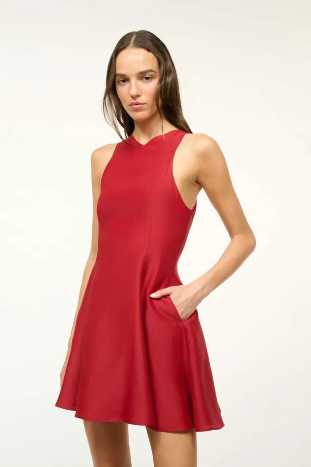 STAUD MINI HEIKE DRESS Rouge Women Silk STAUD MINI HEIKE DRESS Rouge Women Silk