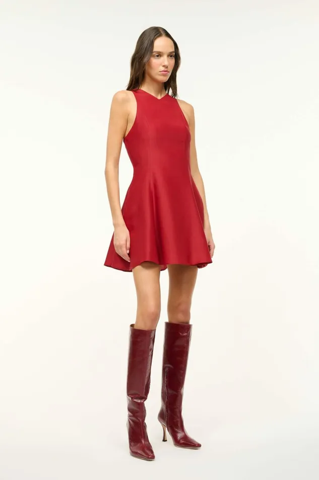 STAUD MINI HEIKE DRESS Rouge Women Silk STAUD MINI HEIKE DRESS Rouge Women Silk