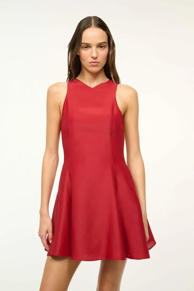 STAUD MINI HEIKE DRESS Rouge Women Silk STAUD MINI HEIKE DRESS Rouge Women Silk