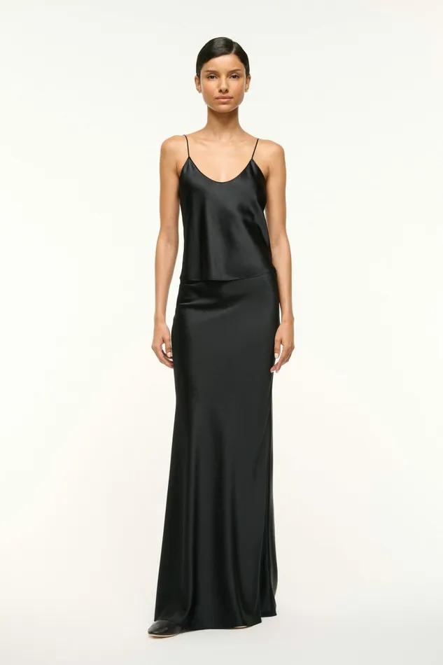 STAUD ODIN SILK SKIRT Black Women Skirts