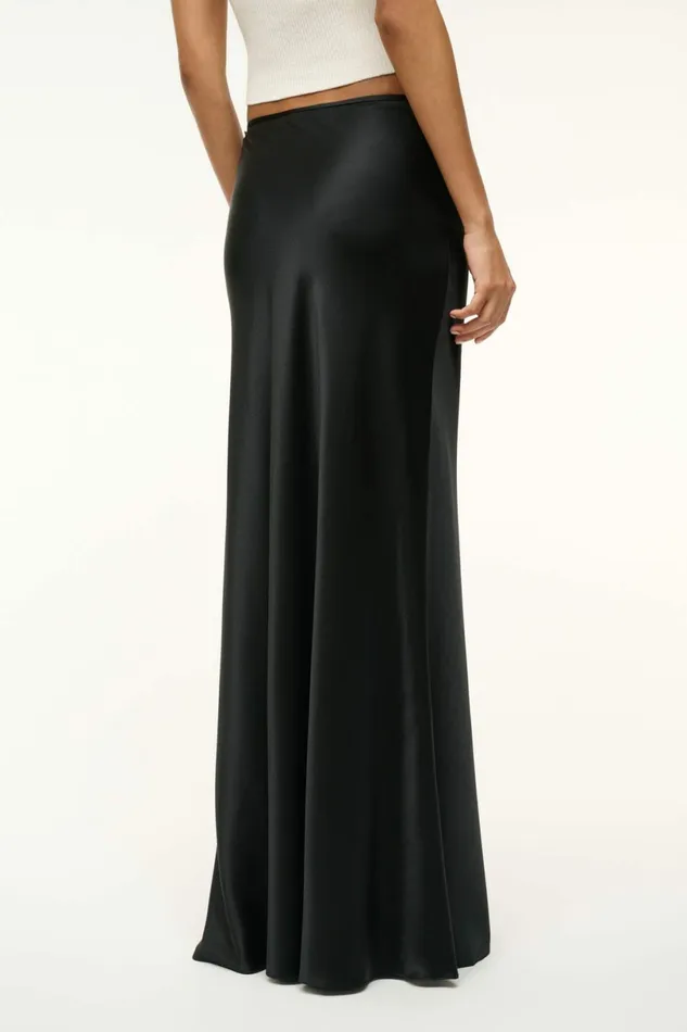 STAUD ODIN SILK SKIRT Black Women Skirts STAUD ODIN SILK SKIRT Black Women Skirts