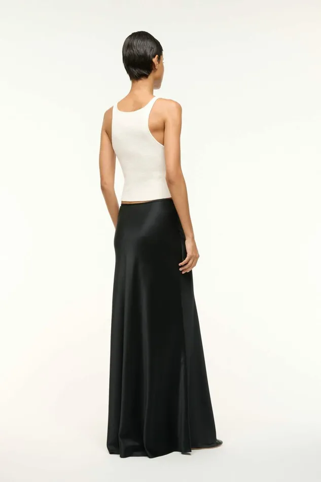 STAUD ODIN SILK SKIRT Black Women Skirts STAUD ODIN SILK SKIRT Black Women Skirts