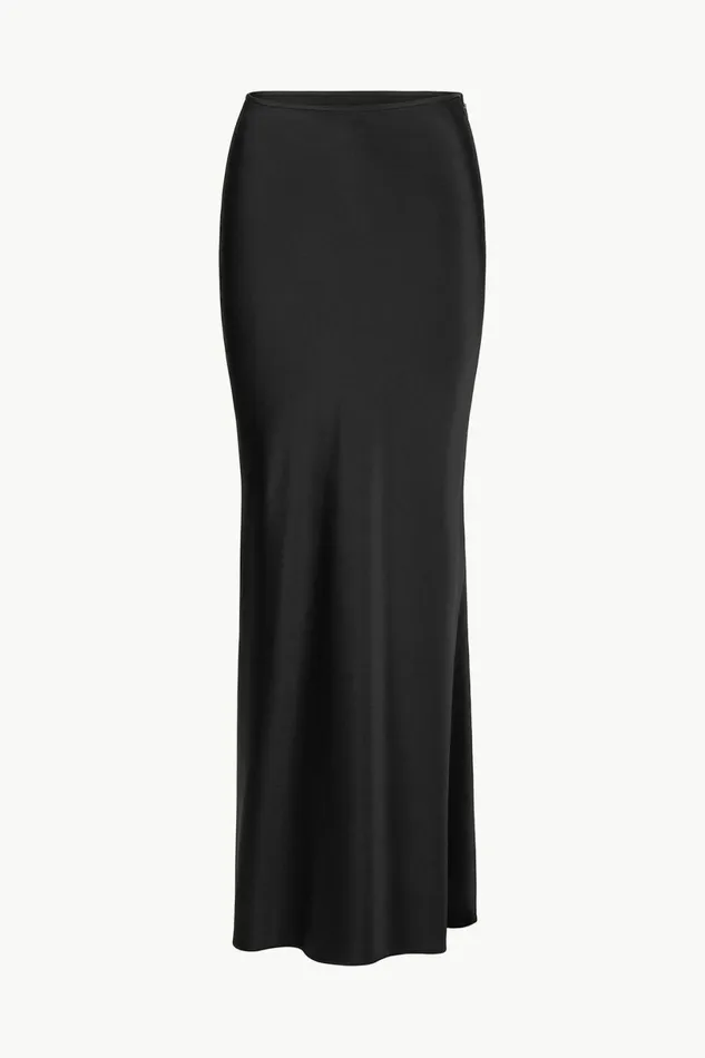 STAUD ODIN SILK SKIRT Black Women Skirts STAUD ODIN SILK SKIRT Black Women Skirts