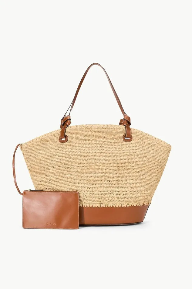 STAUD SQUILLO RAFFIA TOTE Natural Tan Women Swim