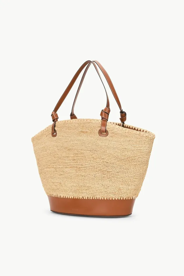 STAUD SQUILLO RAFFIA TOTE Natural Tan Women Swim