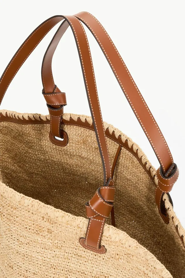 STAUD SQUILLO RAFFIA TOTE Natural Tan Women Swim