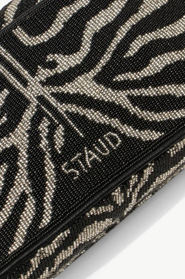 STAUD TOMMY BEADED BAG Black White Women Shoulder STAUD TOMMY BEADED BAG Black White Women Shoulder