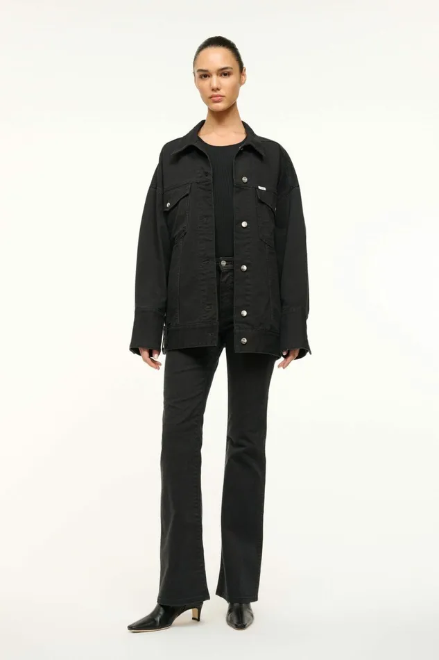 STAUD WRANGLER THE BIGGEST JEAN JACKET Black Women Denim STAUD WRANGLER THE BIGGEST JEAN JACKET Black Women Denim